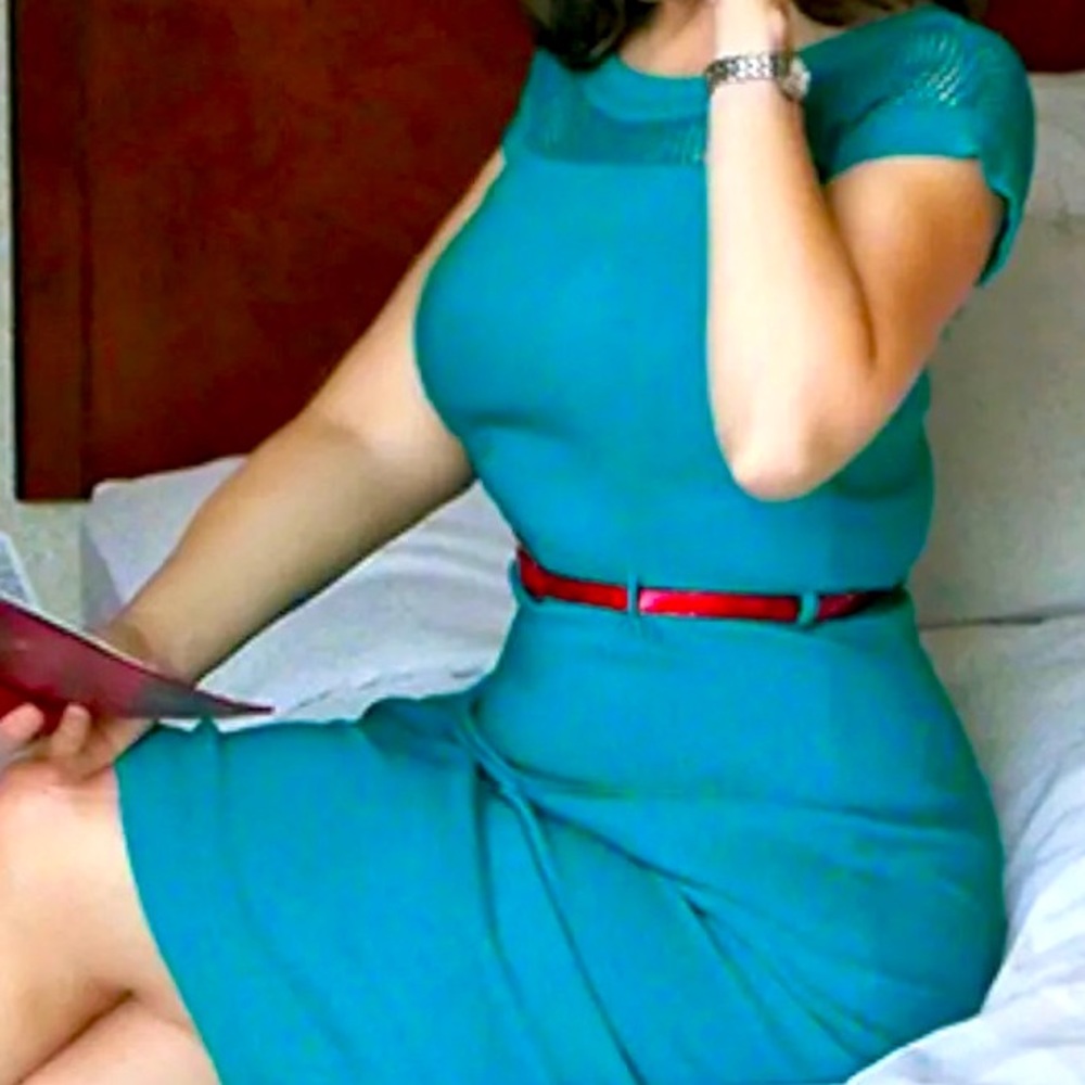 Bettie Page Clothing Turquoise Wiggle Dress Size Medium